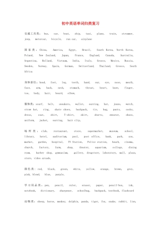 初中英语单词归类复习专题辅导 试题