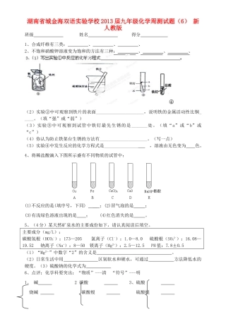 九年级化学周测试卷(6) 新人教版试卷