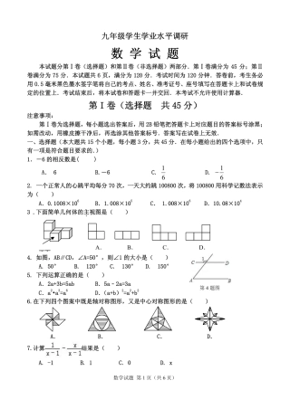 九年级数学下学期第一次模拟试卷(pdf) 052436