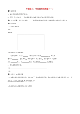 中考物理专题复习 电阻的特殊测量试卷