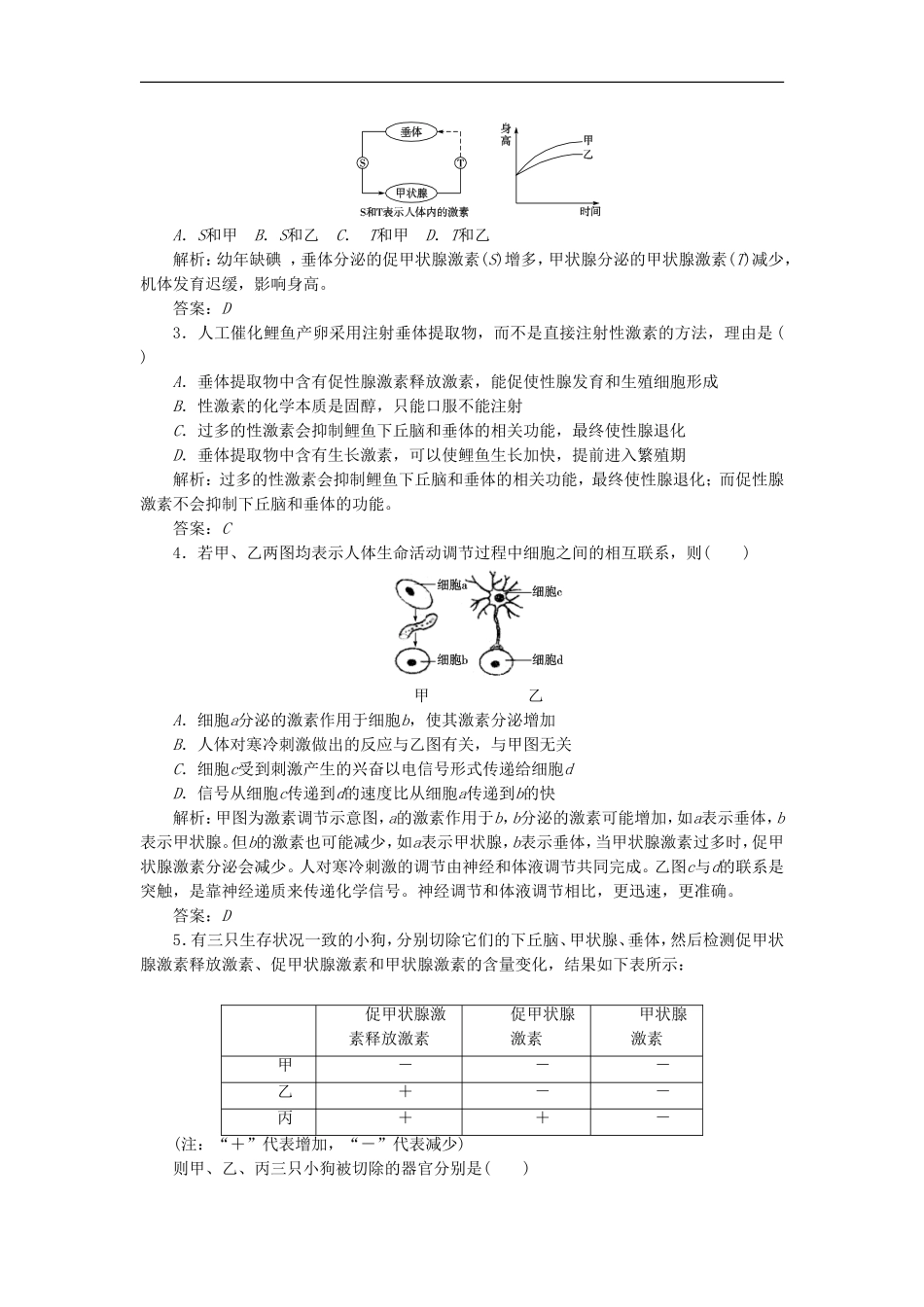 《人体的体液调节》同步练习3-1_第3页