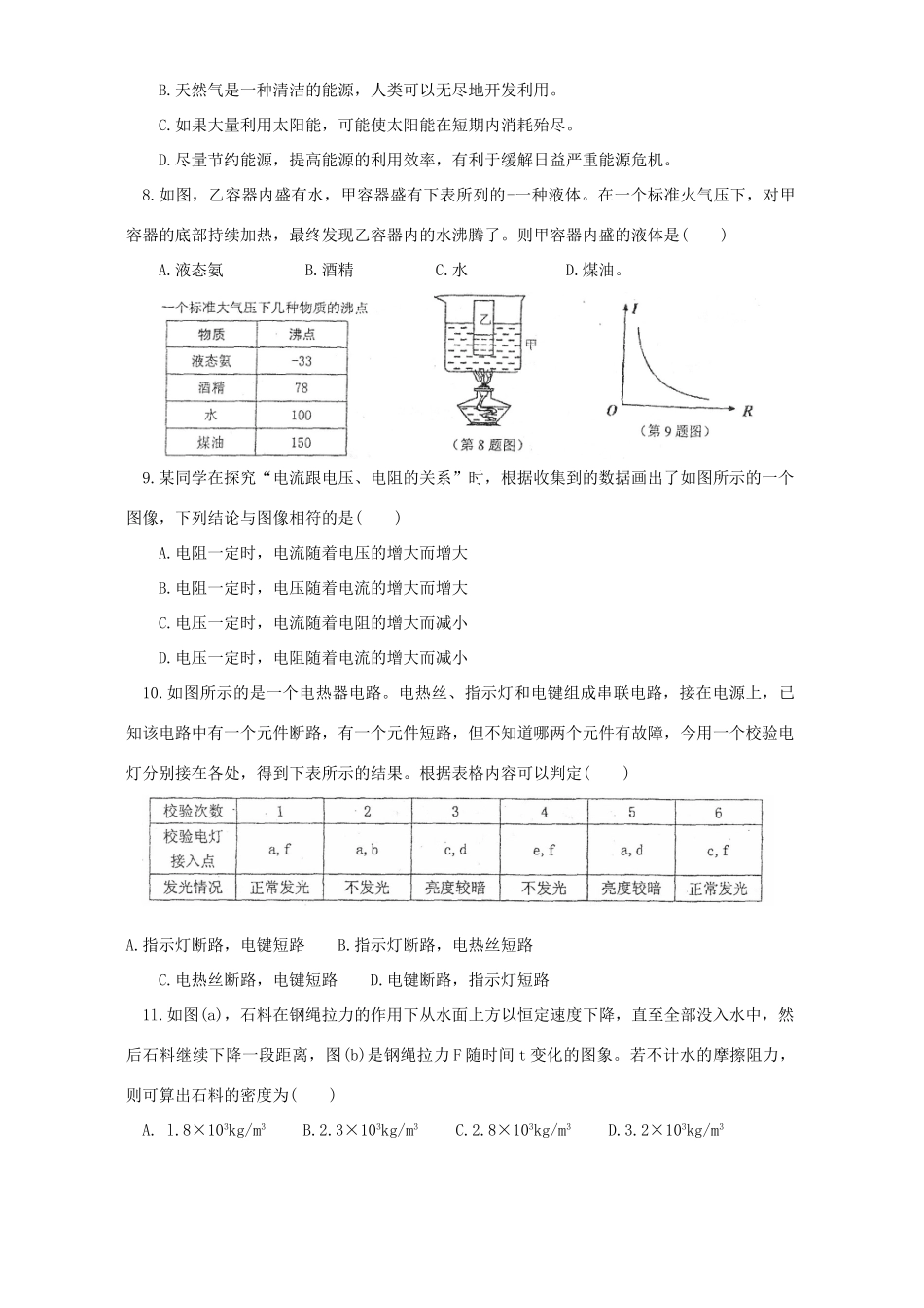 初三物理第一次模拟考试卷 新课标 试题_第2页