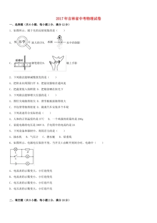 吉林省中考物理真题试卷(含解析)试卷