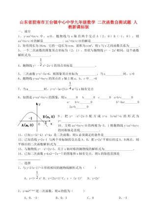 九年级数学 二次函数自测试卷 人教新课标版试卷