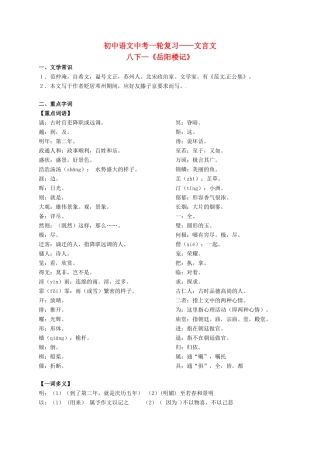 中考语文一轮复习讲练测 专题23 文言文 八下(岳阳楼记)(讲练)试卷