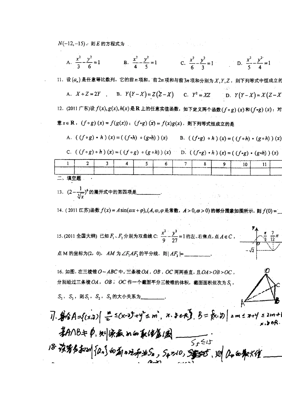 四川省成都七中高考数学考点小题训练(五)理试卷_第3页