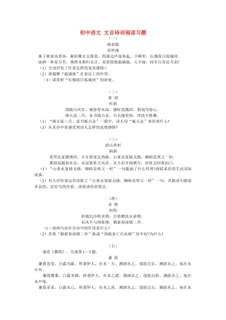 初中语文 文言诗词阅读习题 专题辅导 试题