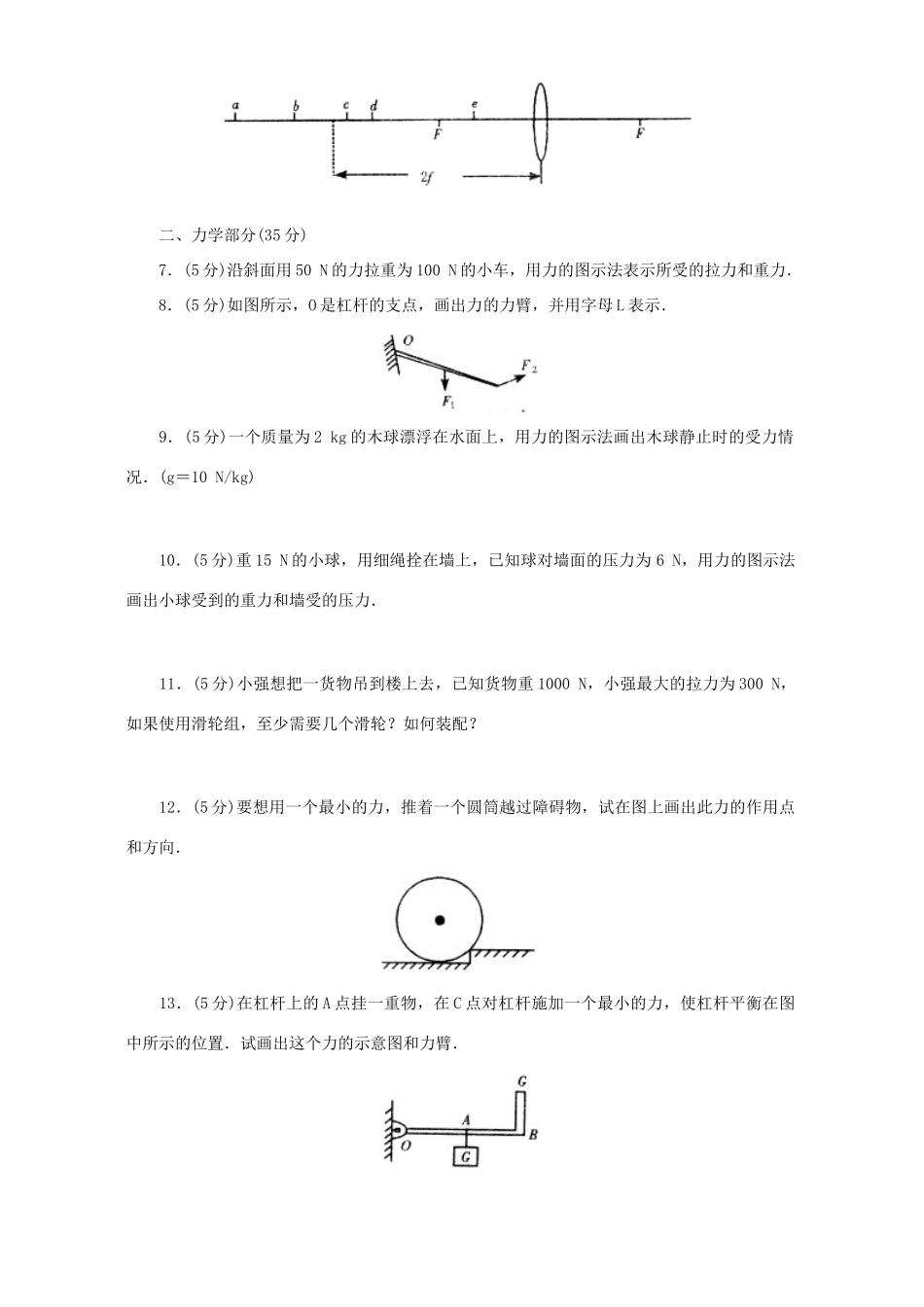 中考物理专题训练八作图题试卷_第2页