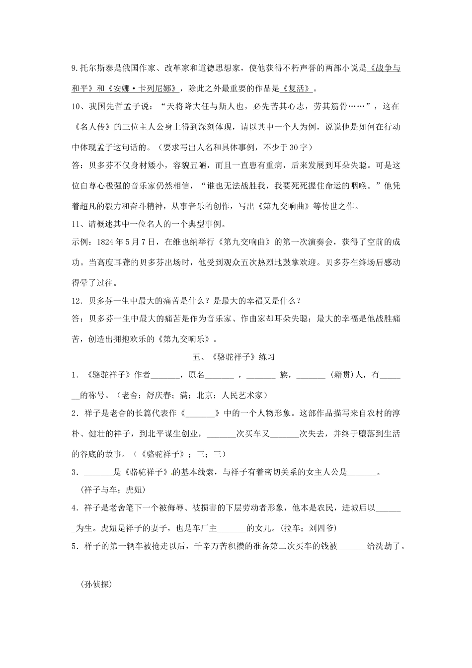 中考语文 名著复习1试卷_第2页