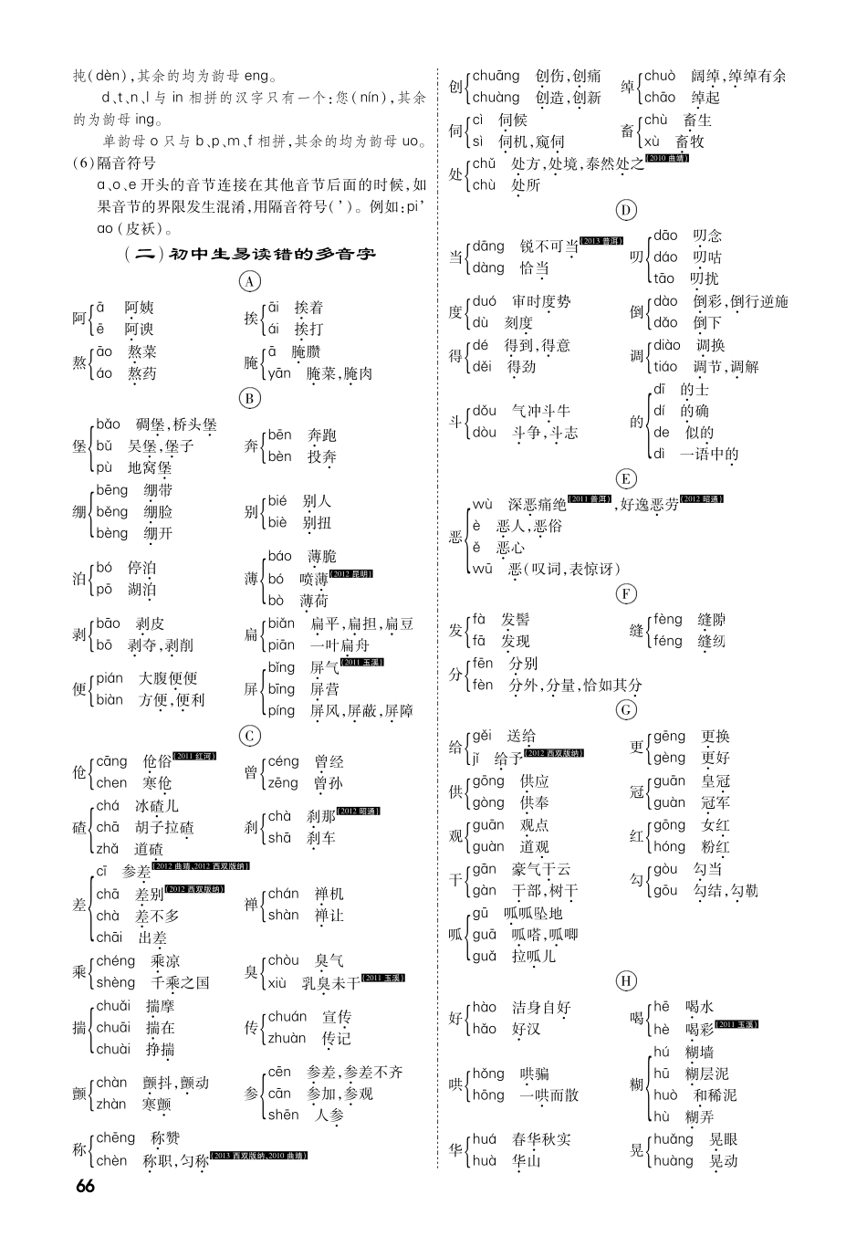 中考语文 热点专题攻略 专题一 云南易考字音、字形分类突破(pdf)试卷_第2页