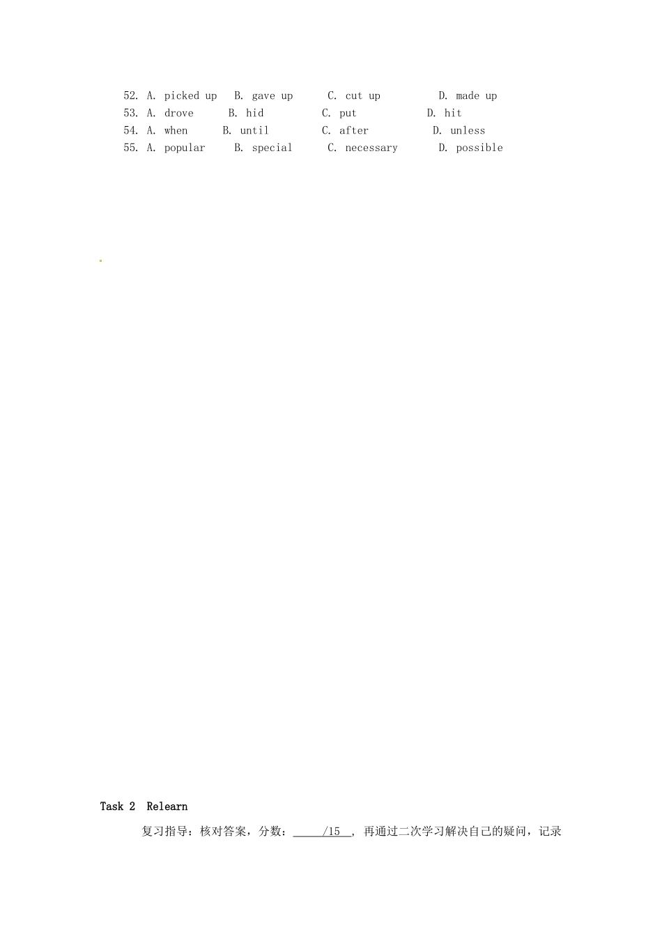 中考英语 完形填空复习4试卷_第2页