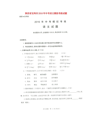 中考语文模拟考练试卷试卷