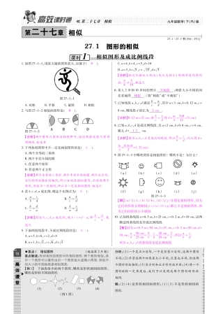 九年级数学下册 第二十七章 相似课时检测(pdf)(新版)新人教版试卷
