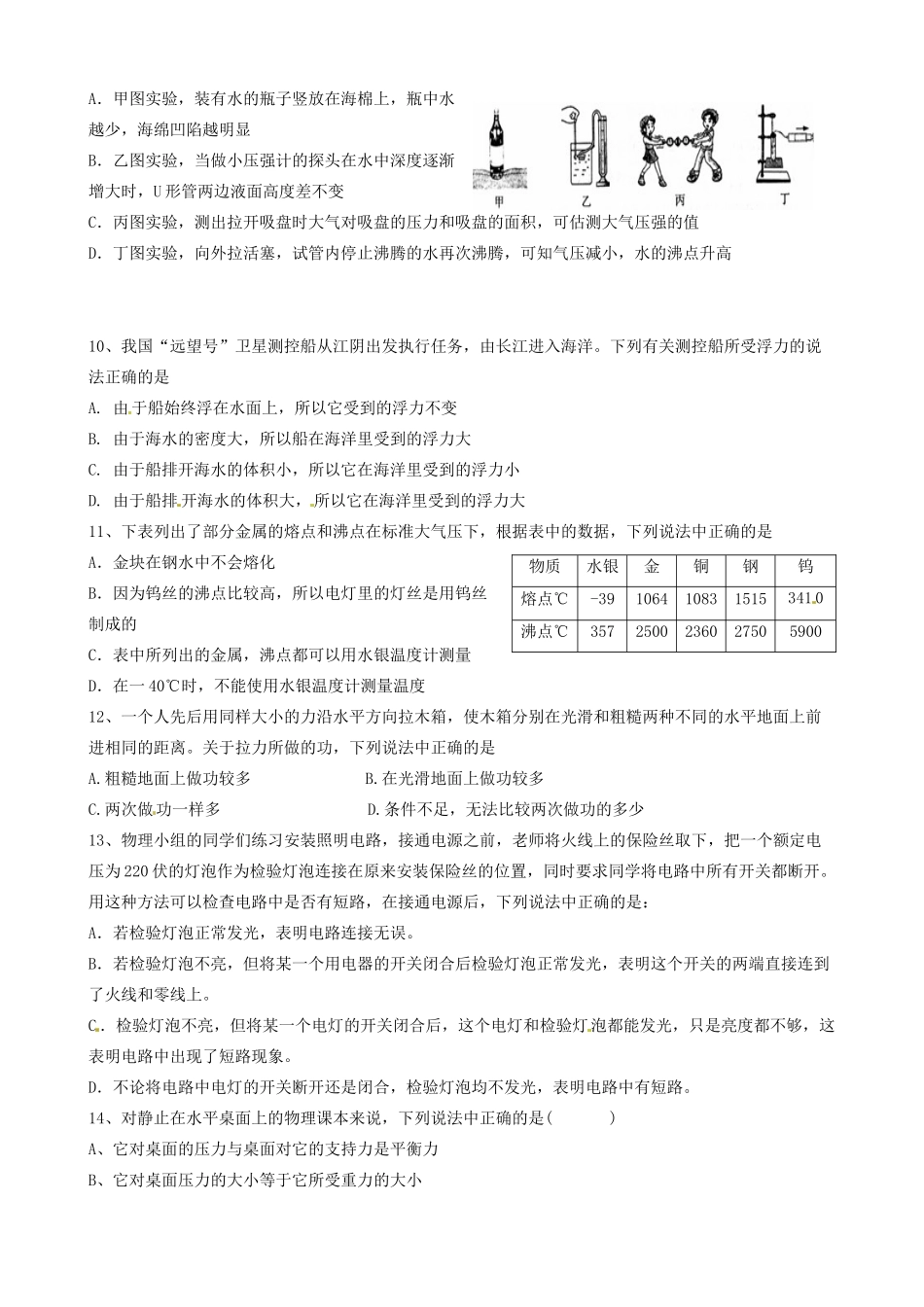 九年级物理5月月考试卷 新人教版试卷_第2页