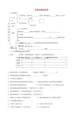 九年级物理 第十一章(多彩的物质世界)单元检测人教新课标版试卷
