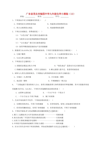 九年级化学小测验(12)试卷
