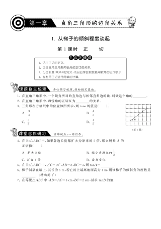 九年级数学下册 111 正切测试卷(pdf) 北师大版试卷