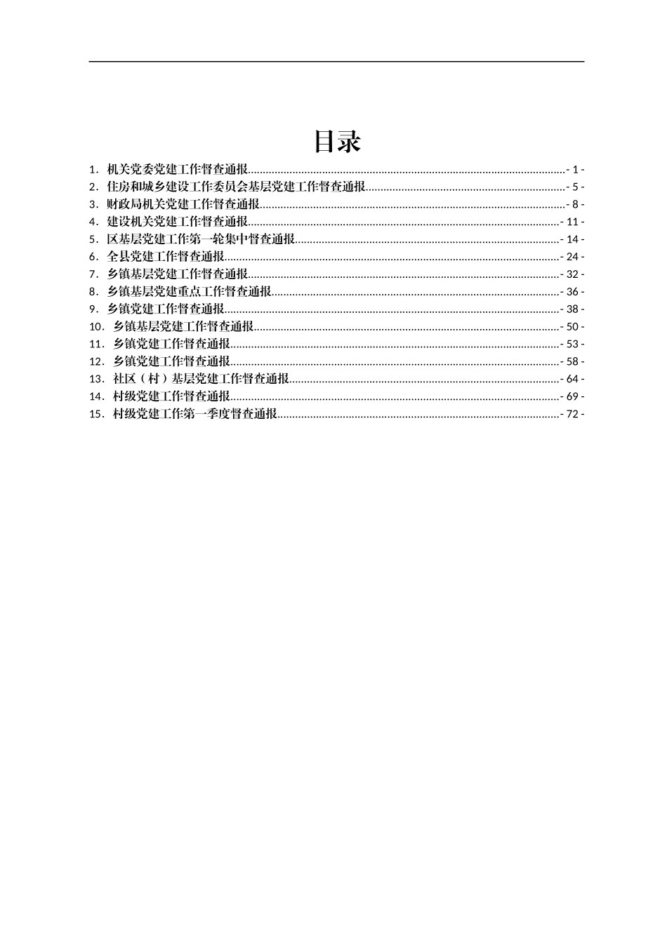党建工作督查通报汇编15篇_第1页