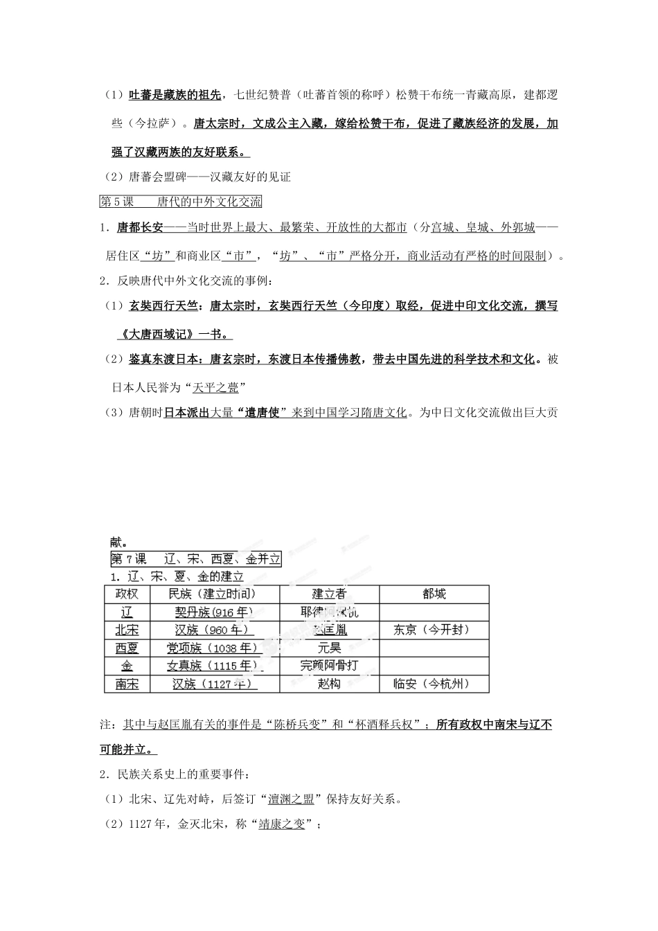 九年级历史下册(繁荣与开放的社会、经济重心的南移和民族关系的发展)考点梳理 新人教版试卷_第3页