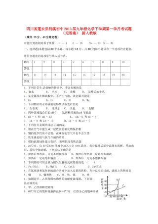 九年级化学下学期第一学月考试卷 新人教版试卷
