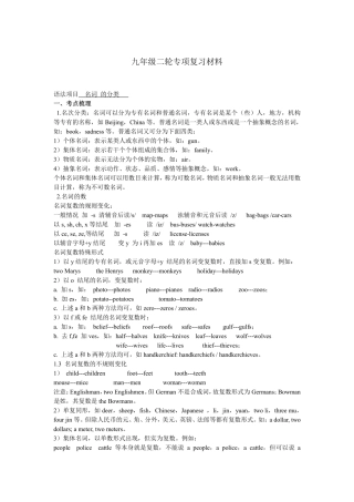 中考英语二轮专项复习 名词1(pdf)试卷