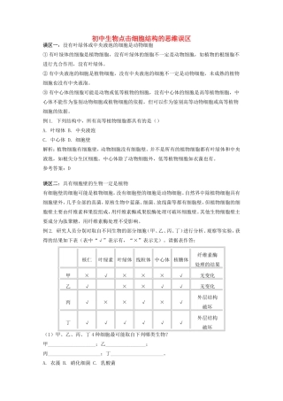 初中生物点击细胞结构的思维误区专题辅导 试题