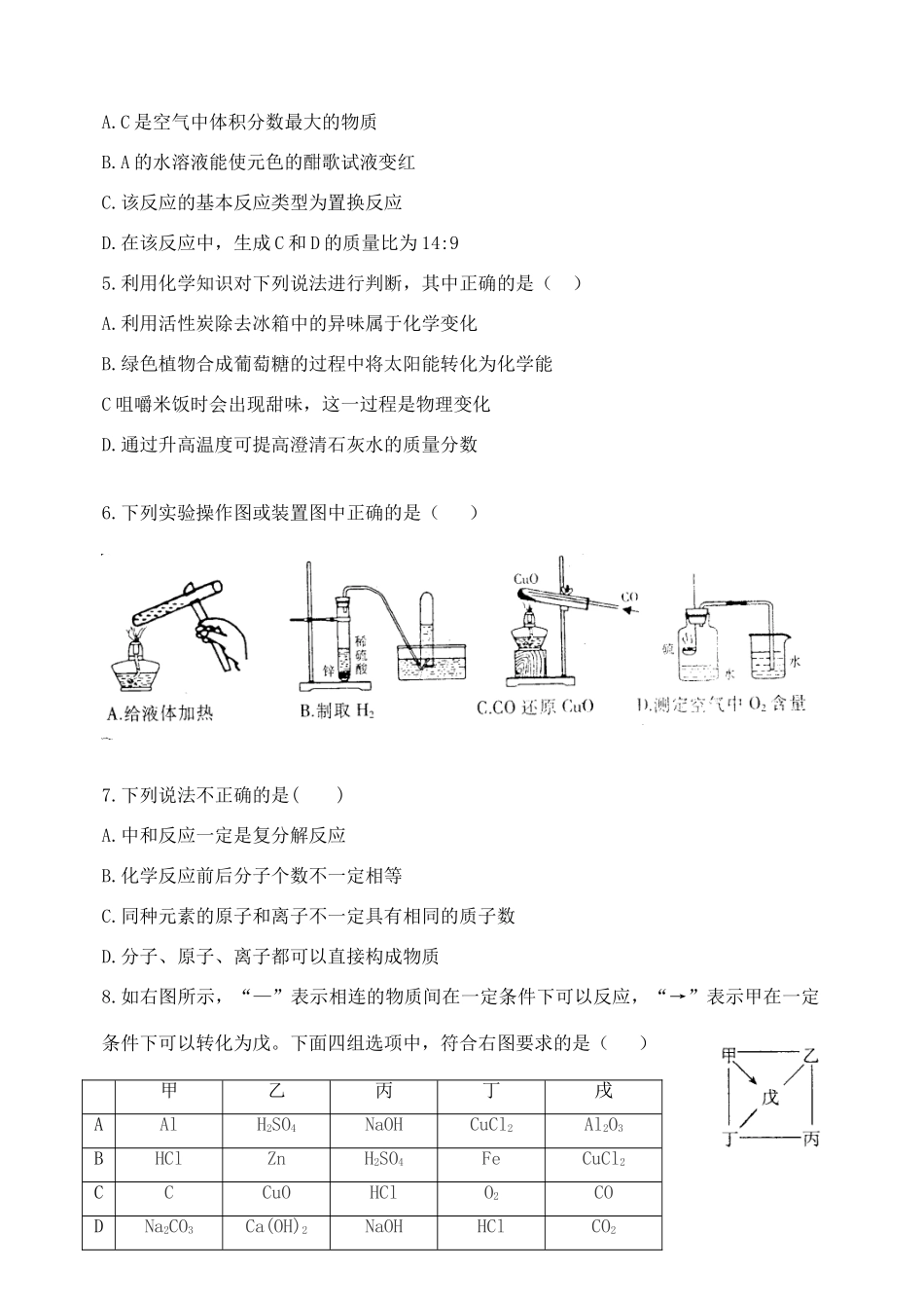 九年级化学测试卷(九) 新人教版试卷_第2页