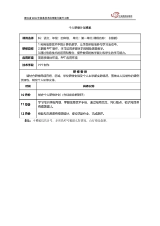 马冀个人研修计划