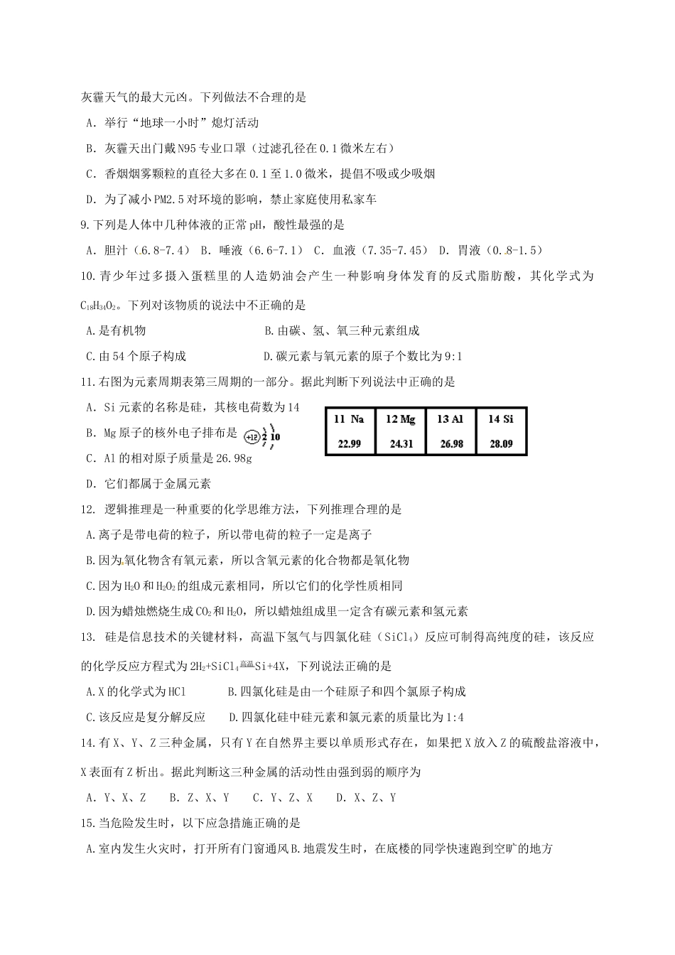 九年级化学下学期一轮模拟试卷试卷_第2页