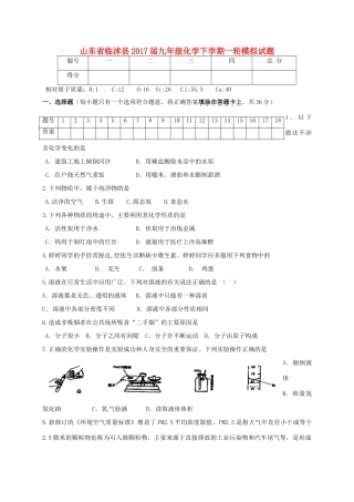 九年级化学下学期一轮模拟试卷试卷