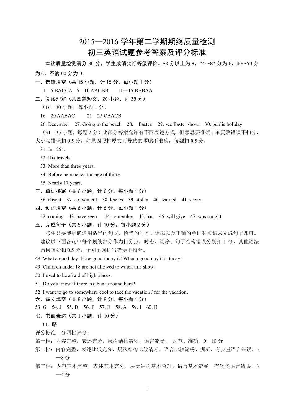 山东省威海市文登区  八年级英语下学期期末考试试卷(pdf) 鲁教版五四制试卷_第3页