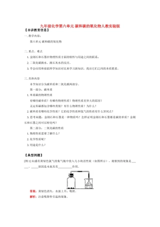 九年级化学第六单元 碳和碳的氧化物人教实验版知识精讲试卷