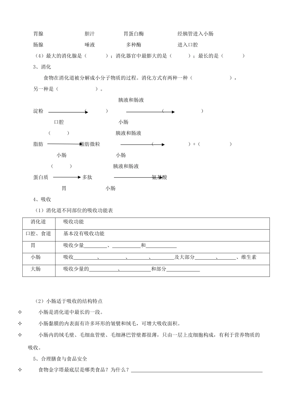 中考生物一轮复习 第三单元 第一章 人的生活需要营养 济南版试卷_第2页