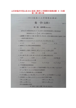 山东省临沂市苍山县高三数学上学期期末检测试卷 文(扫描版)新人教A版试卷