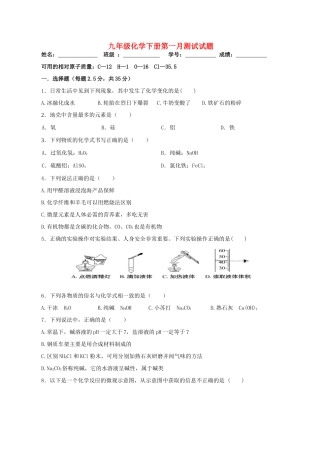 九年级化学下学期第一学月月考试卷试卷