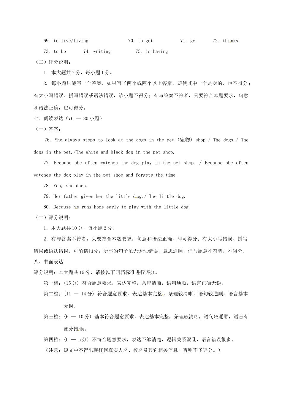 山东省临沂市费县七年级英语下学期期中试卷答案 新人教版 山东省临沂市费县七年级英语下学期期中试卷(pdf) 新人教版_第2页