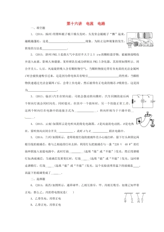中考物理专题复习 第十六讲 电流 电路试卷