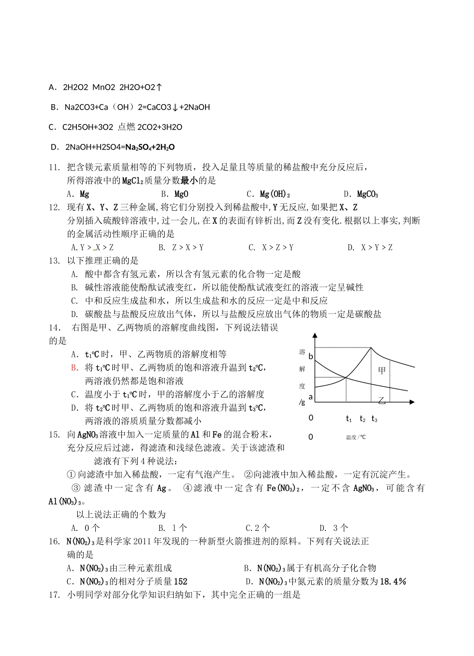 九年级化学下学期第九周周末作业试卷_第2页