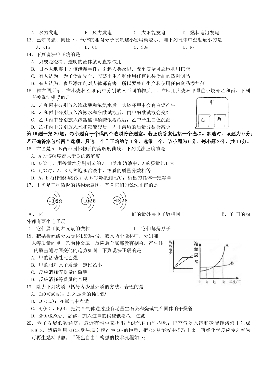 九年级化学下学期第十三周周末作业试卷 苏教版试卷_第2页