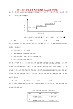 四川省乐山市中考文综(历史部分)真题试卷(含答案)试卷