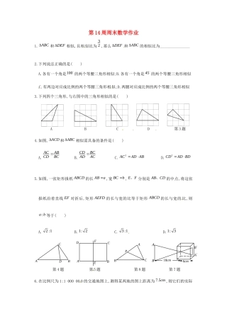 九年级数学上册(相似三角形)周末作业 苏科版试卷