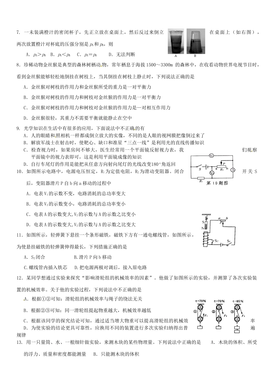 中考物理模拟联考试卷_第2页