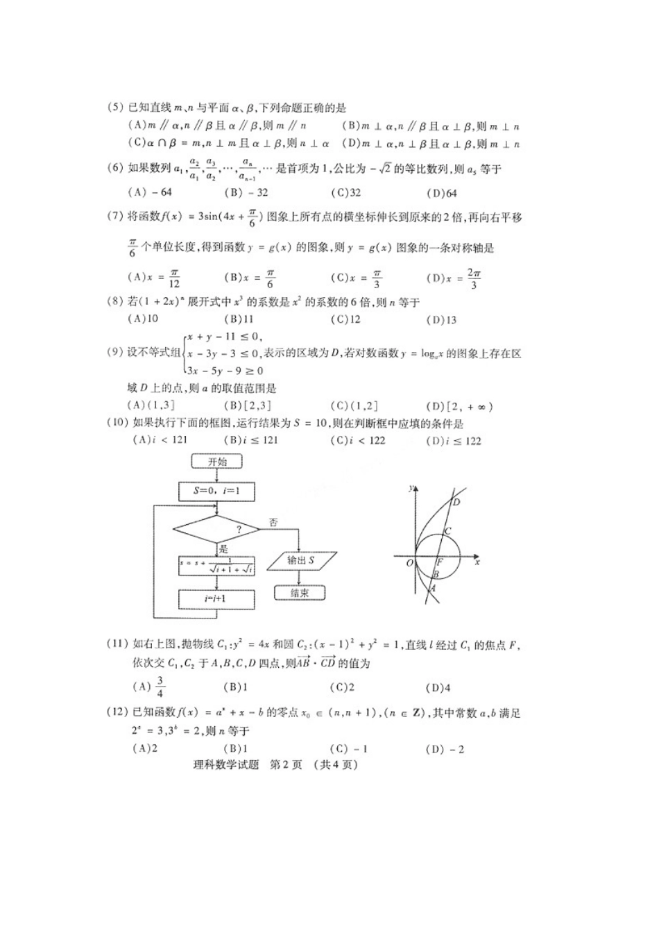 吉林省吉林市高三数学高考复习质量监测 理新人教版试卷_第2页