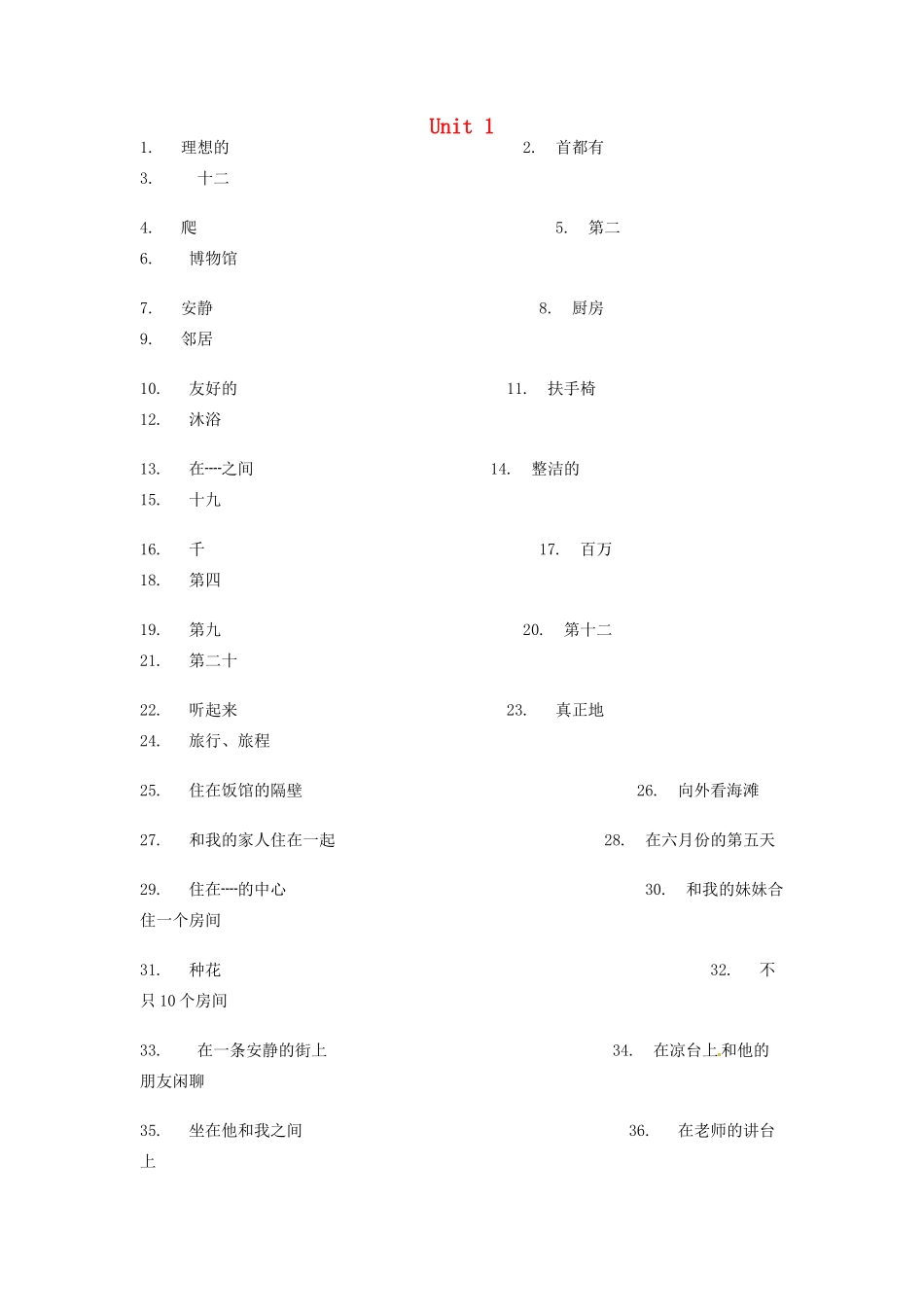 中考英语一轮复习 七下 Unit 1 6 单词词组句子默写 牛津版试卷_第1页
