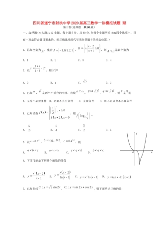 四川省遂宁市射洪中学2020届高三数学一诊模拟试卷 理