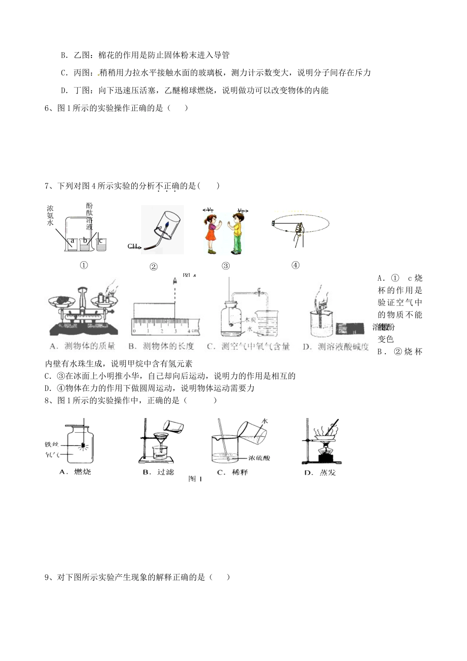 九年级化学下册 实验基本技能复习 新人教版试卷_第2页