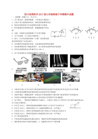 四川省简阳市届九年级物理下学期期中试卷