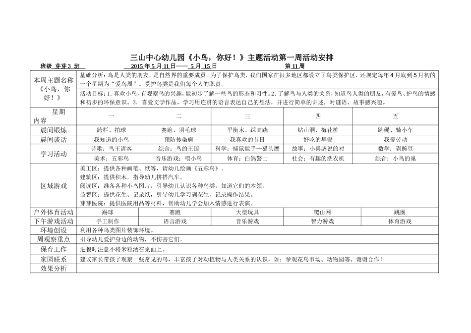芽芽3班第十一周周计划_第1页