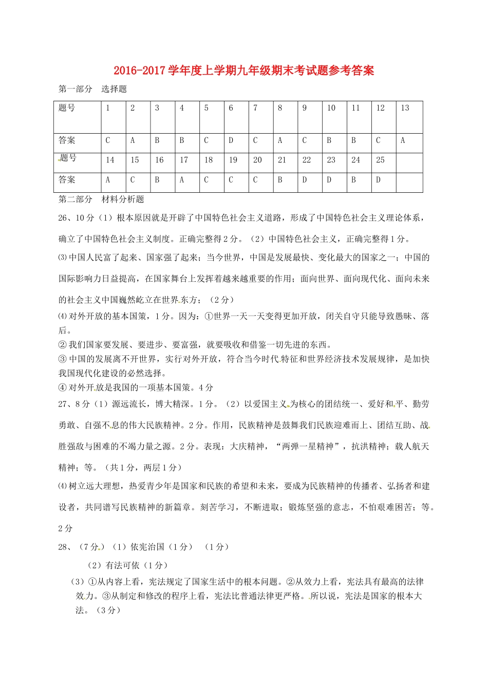 九年级政治上学期期末考试试卷答案 辽宁省抚顺市抚顺县九年级政治上学期期末考试试卷(pdf)_第1页