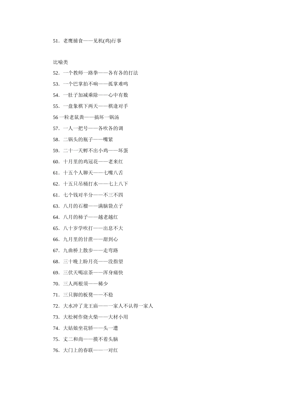 初中语文歇后语大全：常用歇后语 试题_第3页